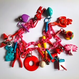 Vintage 1980's Plastic Bell Vending Machine Charm Necklace